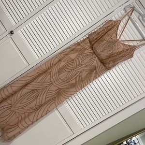 Beaded Adrianna Papell Blush Dress Sz-16